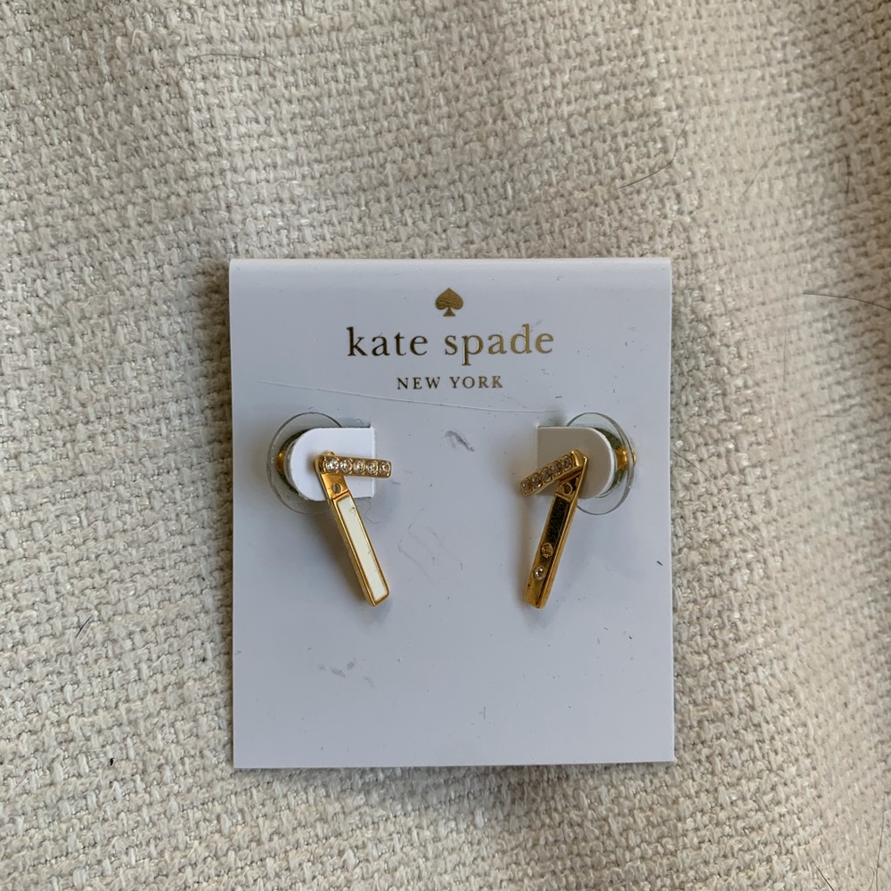 Kate Spade Gold and White Dangle Earrings
